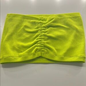 Aerie Green Ribbed Ruched Crop Top. I cut the strings to make it just a tube top